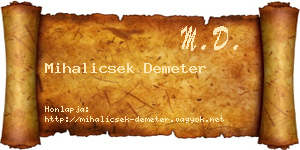 Mihalicsek Demeter névjegykártya